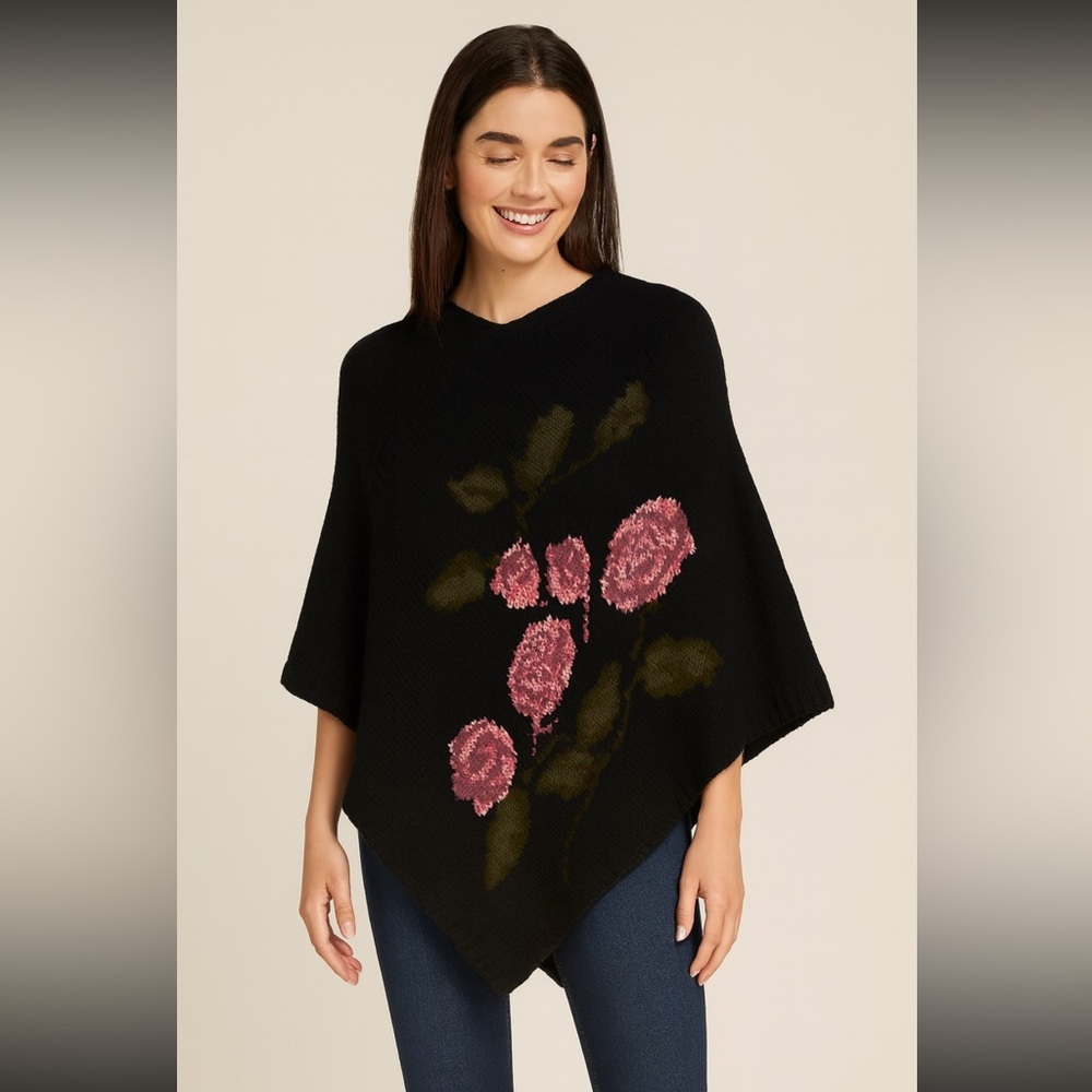 MADE IN ITALY WOOL BLEND SWEATER PONCHO NWT